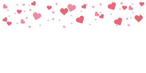 Love valentine background with pink petals of hearts on transparent background.