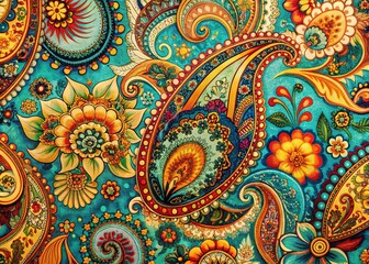 Seamless Paisley Pattern Background AI Photo,  Beautiful Design,  Elegant Pattern