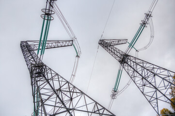 Metal supports of a high voltage electric line.