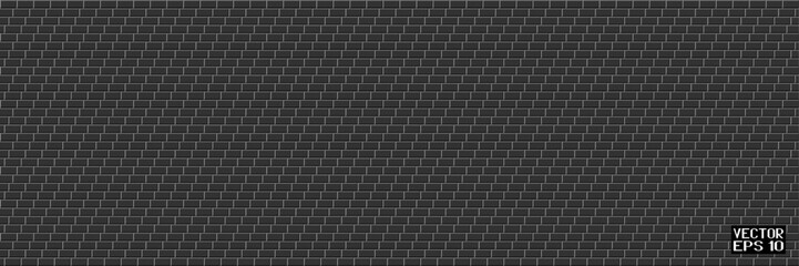 Abstract Black and White Structural Brick Wall. Seamless Geometric Pattern. Solid Stone Surface. Vector. 3D Illustration