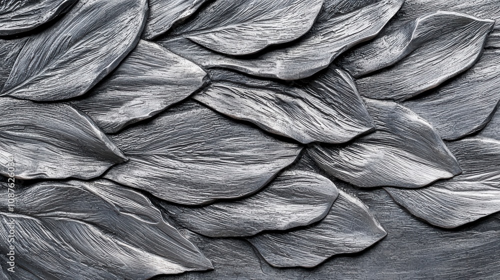 Poster textured leaves in dark shades creating a striking visual pattern