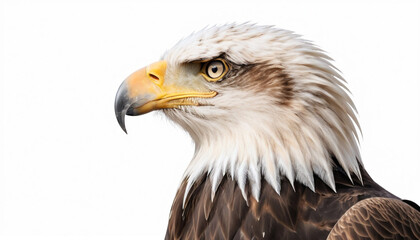 Obraz premium Majestic Bald Eagle Portrait on White Background Wildlife Photography Concept.