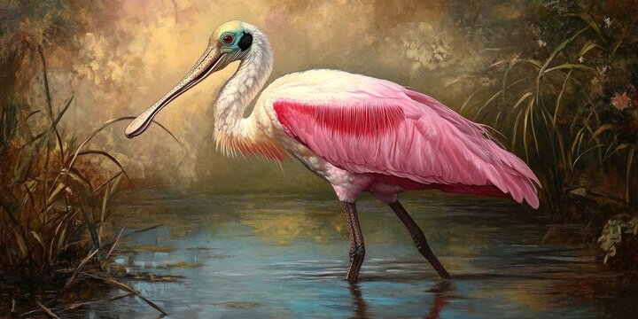 Roseate Spoonbill, known as Platalea ajaja, is a gregarious wading bird from the ibis and spoonbill family, Threskiornithidae, often found in diverse wetland habitats.