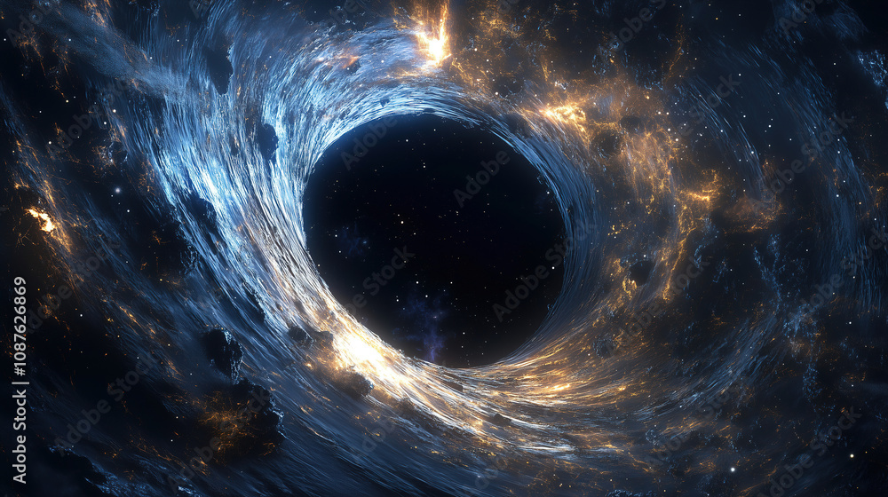 Aufkleber stunning view of a swirling black hole surrounded by colorful cosmic gas and bright stars in deep ou