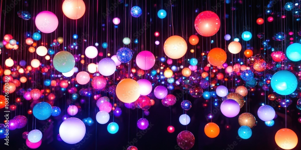 Poster Color bubble lights create a vibrant and enchanting background, serving as a stunning visual display. This background features mesmerizing color bubble lights that add a unique flair to any setting.