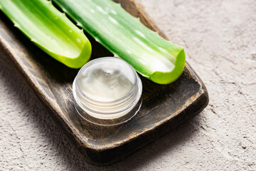 Aloe vera leaves on a light background