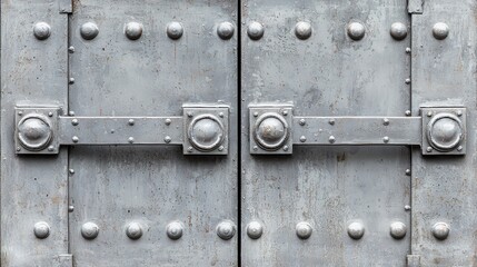 Fototapeta premium Detailed metal gates with rivets and locks in a weathered finish