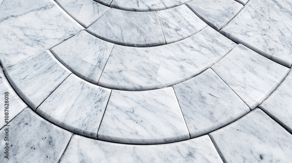 Poster intricate design of gray marble floor tiles in a circular pattern