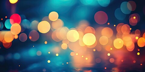 Fototapeta premium Blurred lights create a captivating bokeh effect in the night, enhancing the beauty of the scene with their vibrant colors and soft edges, perfect for showcasing the magical ambiance of nighttime.