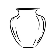 Hand drawn vase in sketch style for engraving isolated on white background