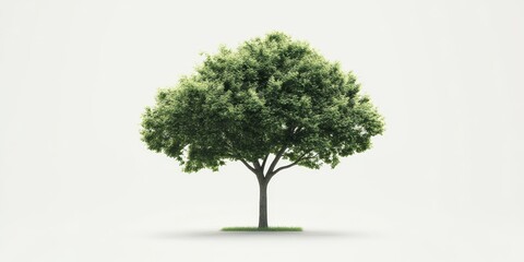 Obraz premium Isolated green tree on a white background, showcasing the vibrant color and unique features of the green tree. This green tree stands out as a perfect element for various designs.