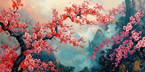 Stunning double cherry blossoms display their beauty in full bloom during spring, showcasing the captivating charm of double cherry blossoms in vibrant colors.