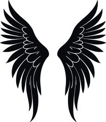 Angel wings Vector Black Silhouette Design For T-Shirt