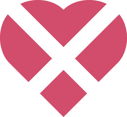 Obraz premium Heart icon divided into an x