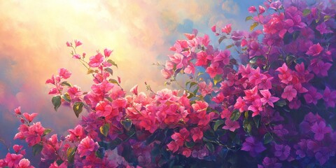 Morning blooms of Bougainvillea flowers showcase vibrant colors and beauty. These Bougainvillea flowers create a stunning display, inspiring nature lovers to appreciate their charm.