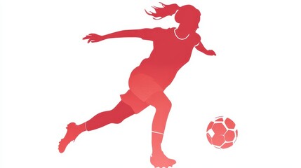 Obraz premium red illustration of a soccer player kicking a ball
