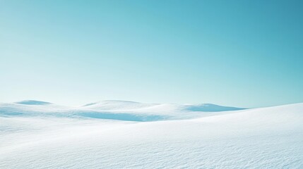 Serene Winter Landscape SnowCovered Hills, Blue Sky, Cold, Peaceful