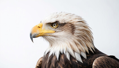 Obraz premium Majestic Bald Eagle Portrait on White Background Wildlife Photography Concept.