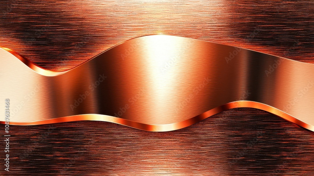 Poster abstract design with metallic waves and reflections in copper tones
