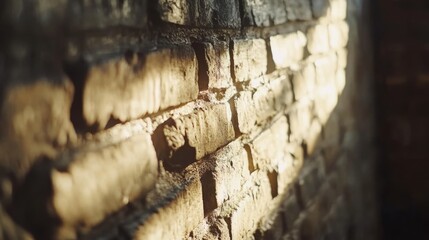 Sunlit Brick Wall Texture Rustic, Aged, Grunge, Stone, Masonry