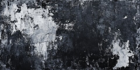 Dark grunge background featuring black and white texture elements perfect for printing on fabric and posters. This abstract pattern in monochrome offers versatile design possibilities.