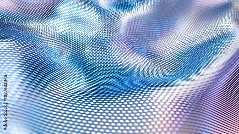 Poster abstract texture with blue and silver shimmering patterns in waves