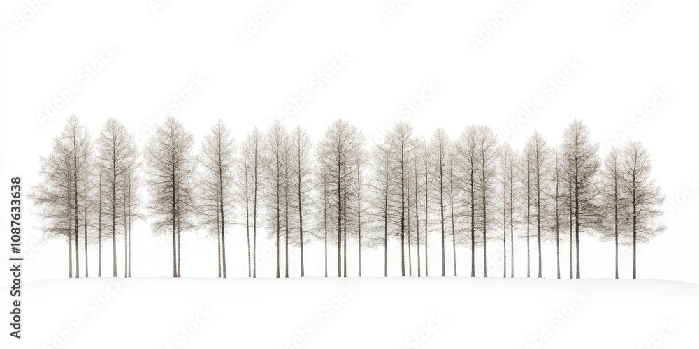 Poster tall trees standing alone against a white background create a striking visual. these tall trees high