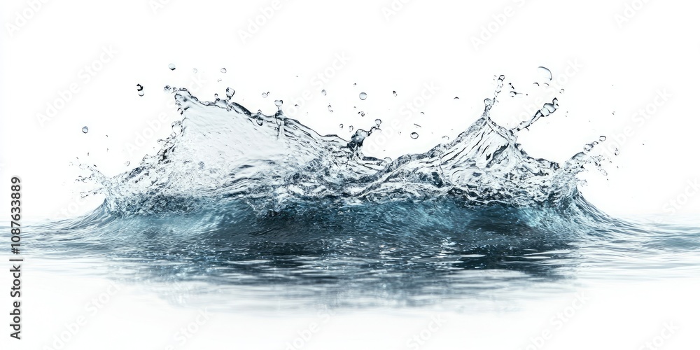 Aufkleber water splashing prominently isolated on a white background creates a dynamic visual. the water splas