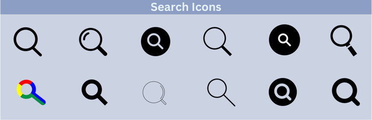 Magnifying glass icon set. Search icons. Loupe. Vector isolated illustration. Search icon set silhouette color vector Art image illustration