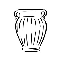 Hand drawn vase in sketch style for engraving isolated on white background