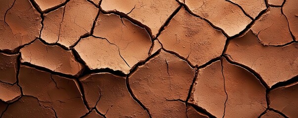 Cracked soil texture showcasing the effects of drought and environmental change in a close-up perspective