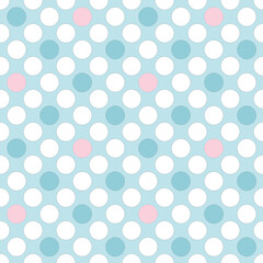 Seamless retro colors polka dots pattern white pink blue