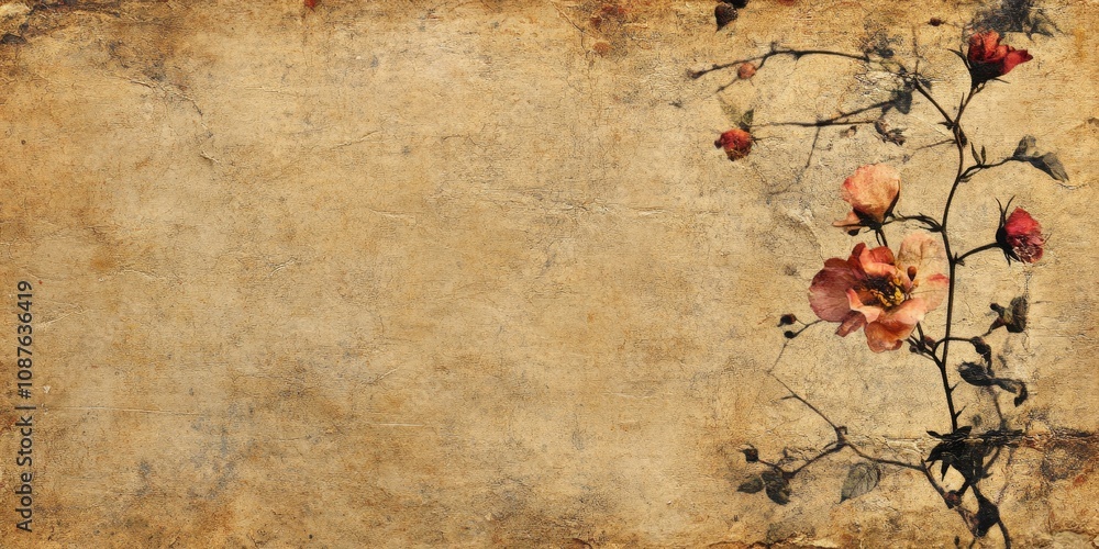 Poster old grunge flower paper texture background showcases a unique and artistic design. this old grunge f