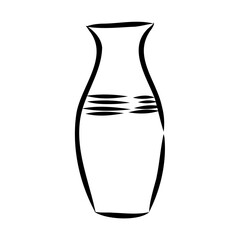 Hand drawn vase in sketch style for engraving isolated on white background