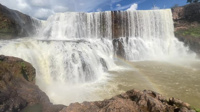 A large waterfall in Attapeu Province, Laos.