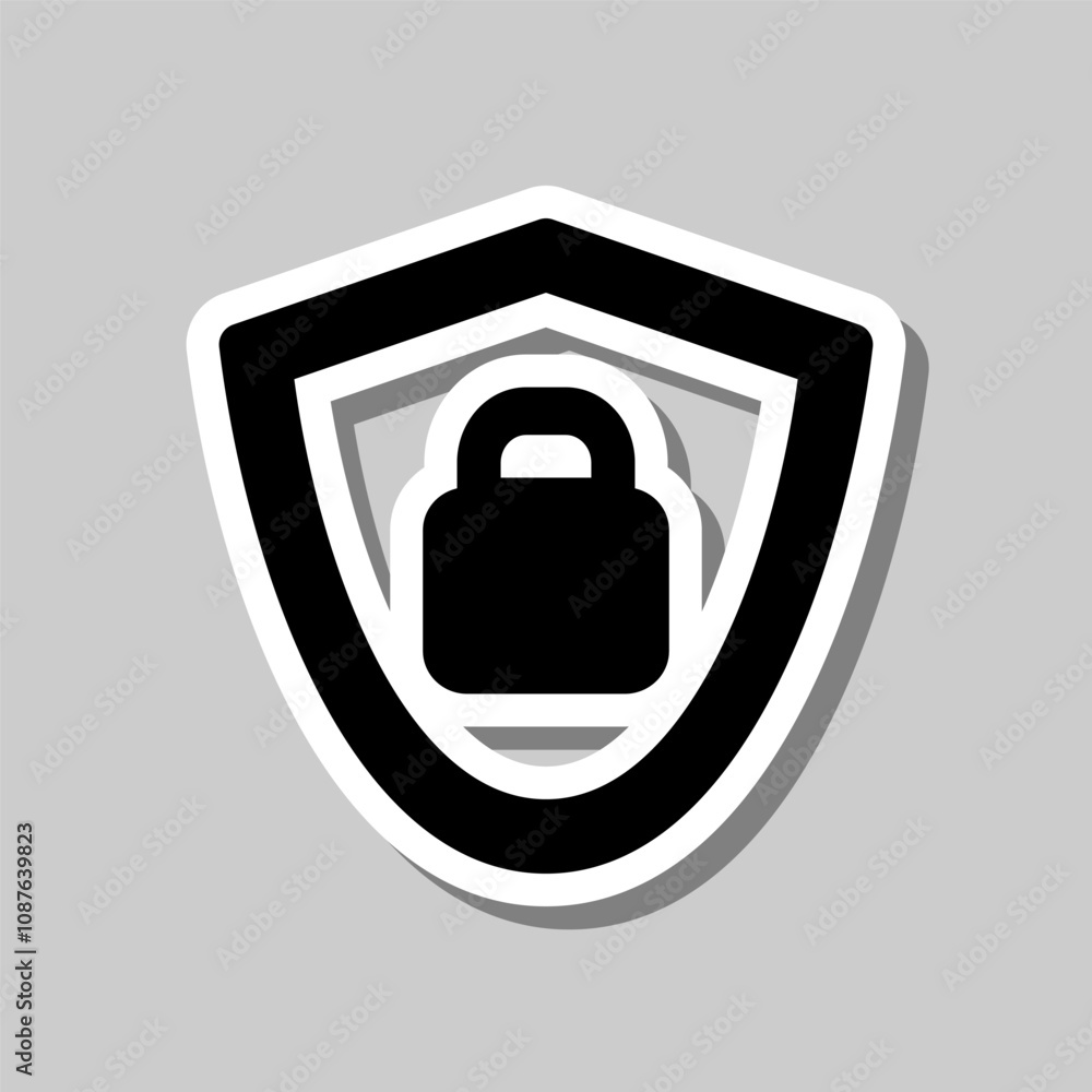 Poster security vector simple icon. flat design. sticker with shadow on gray background
