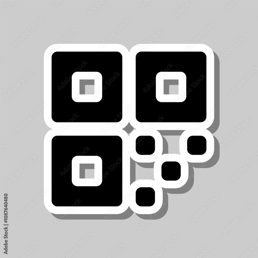Poster qr code simple icon. flat design. sticker with shadow on gray background