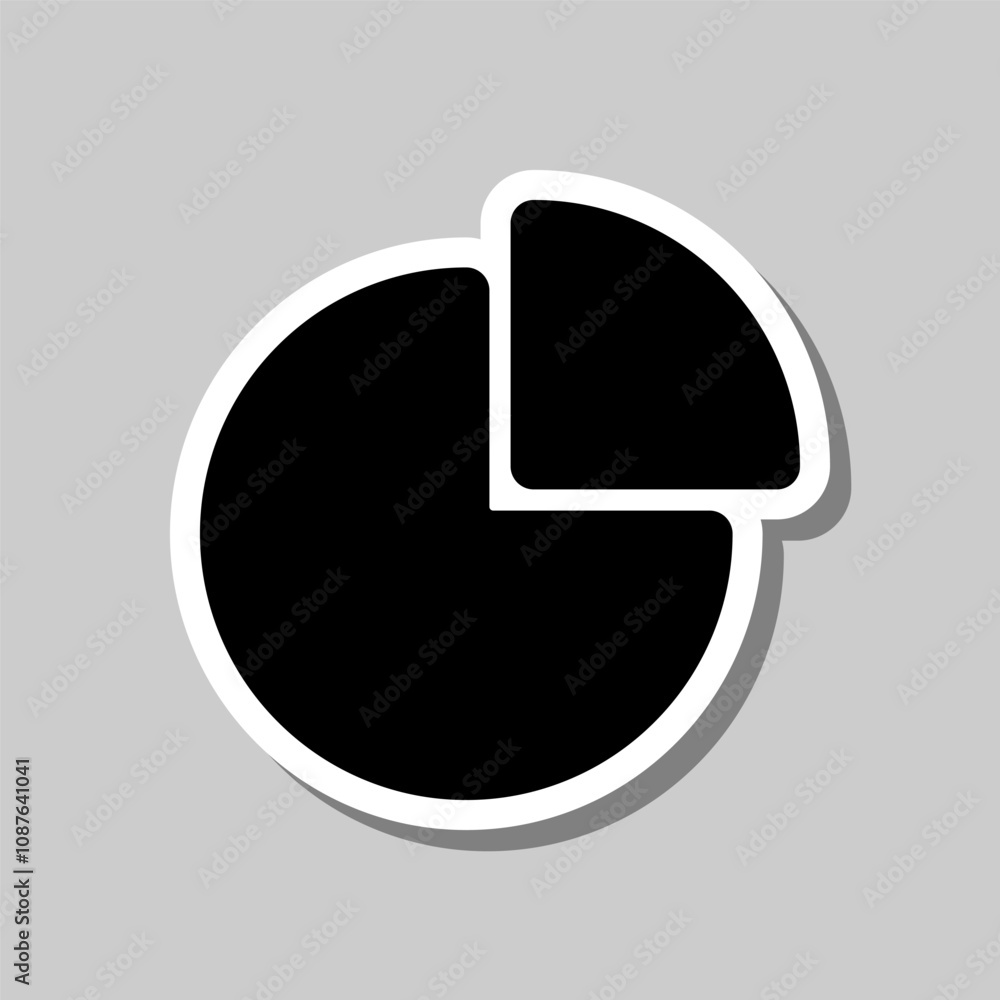Poster pie chart simple icon. flat design. sticker with shadow on gray background
