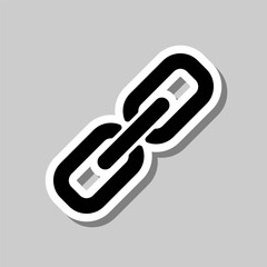 Link simple vector, icon. Flat design. Sticker with shadow on gray background