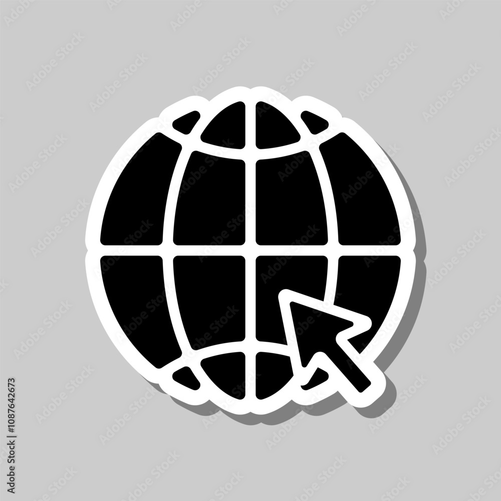 Poster internet world simple icon. flat design. sticker with shadow on gray background