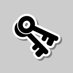 Key simple icon vector. Flat design. Sticker with shadow on gray background