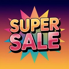 Fototapeta premium Super Sale Announcement Bold Colorful Design
