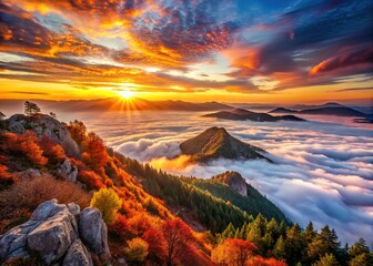 Time Lapse Sunset Above Clouds Slovakia Mountains Fall Landscape