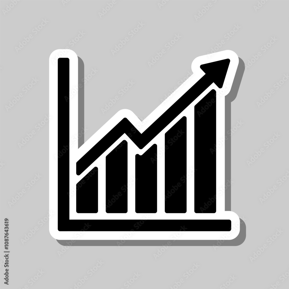 Poster graph diagram simple icon vector. flat design. sticker with shadow on gray background