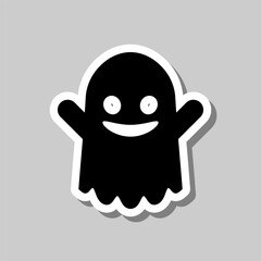 Obraz premium Ghost simple icon. Flat design. Sticker with shadow on gray background