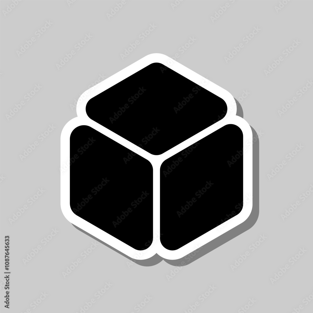 Poster cube simple icon. flat design. sticker with shadow on gray background