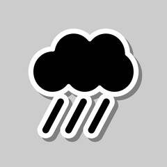 Cloud rain simple icon. Flat design. Sticker with shadow on gray background