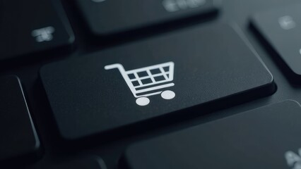 Obraz premium a button on the keyboard with a food basket sign