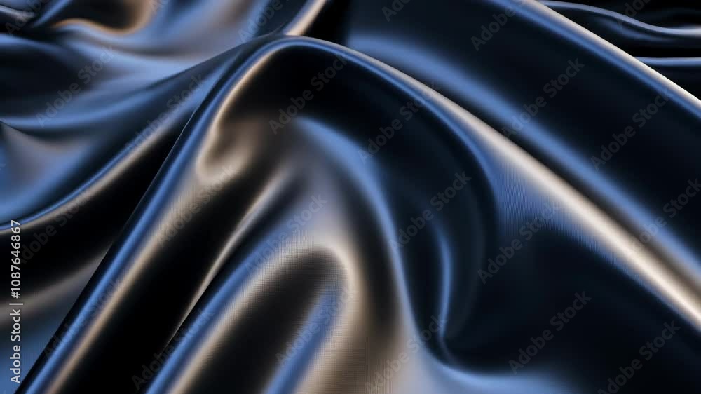 Poster this image showcases an elegant black satin fabric with luxurious waves creating a smooth texture pe