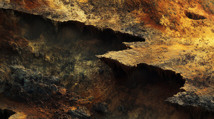 Dallol Geothermal Landscape: Oxidized Iron Formations, Abstract Textures, 3D Render